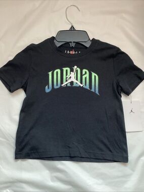 Jordan Black Short Sleeve Tee with Green-Blue Gradient Logo